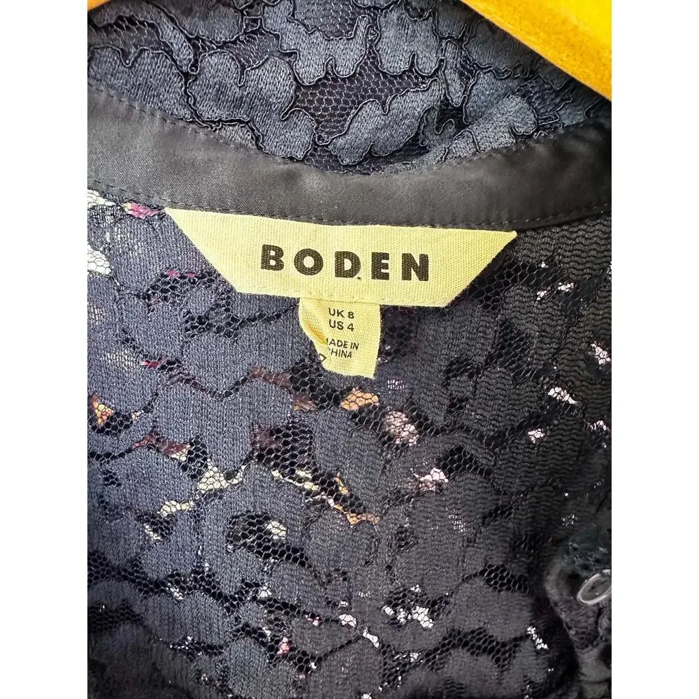 Boden Navy Lace Button-Front Camisole